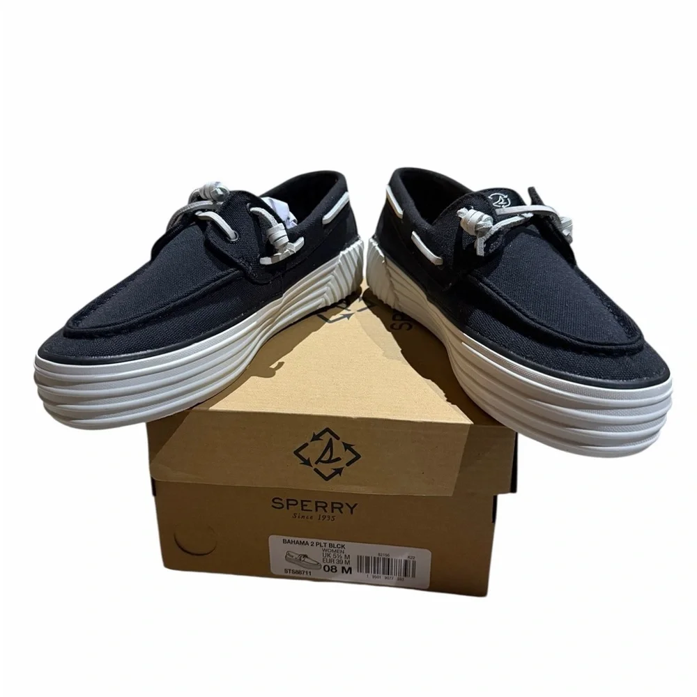NIB Sperry Bahama 2 Platform Canvas‎ Boat Shoes